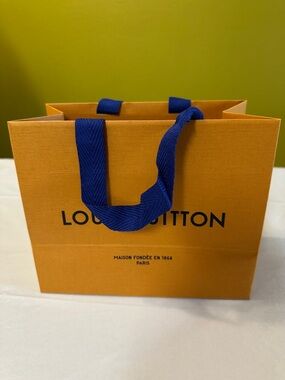 Louis Vuitton Orange Gift Bag with Blue Handles